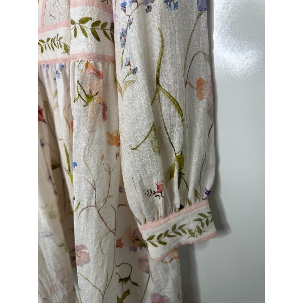 NWT H&M Floral Wrap Dress Large Fairy Botanical LS Feminine Brunch Wedding Chic - Picture 6 of 16